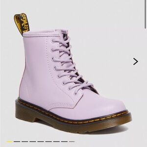 Dr. Martens Junior Leather Lace Up Boots Kids Girls Lavender Combat Boots